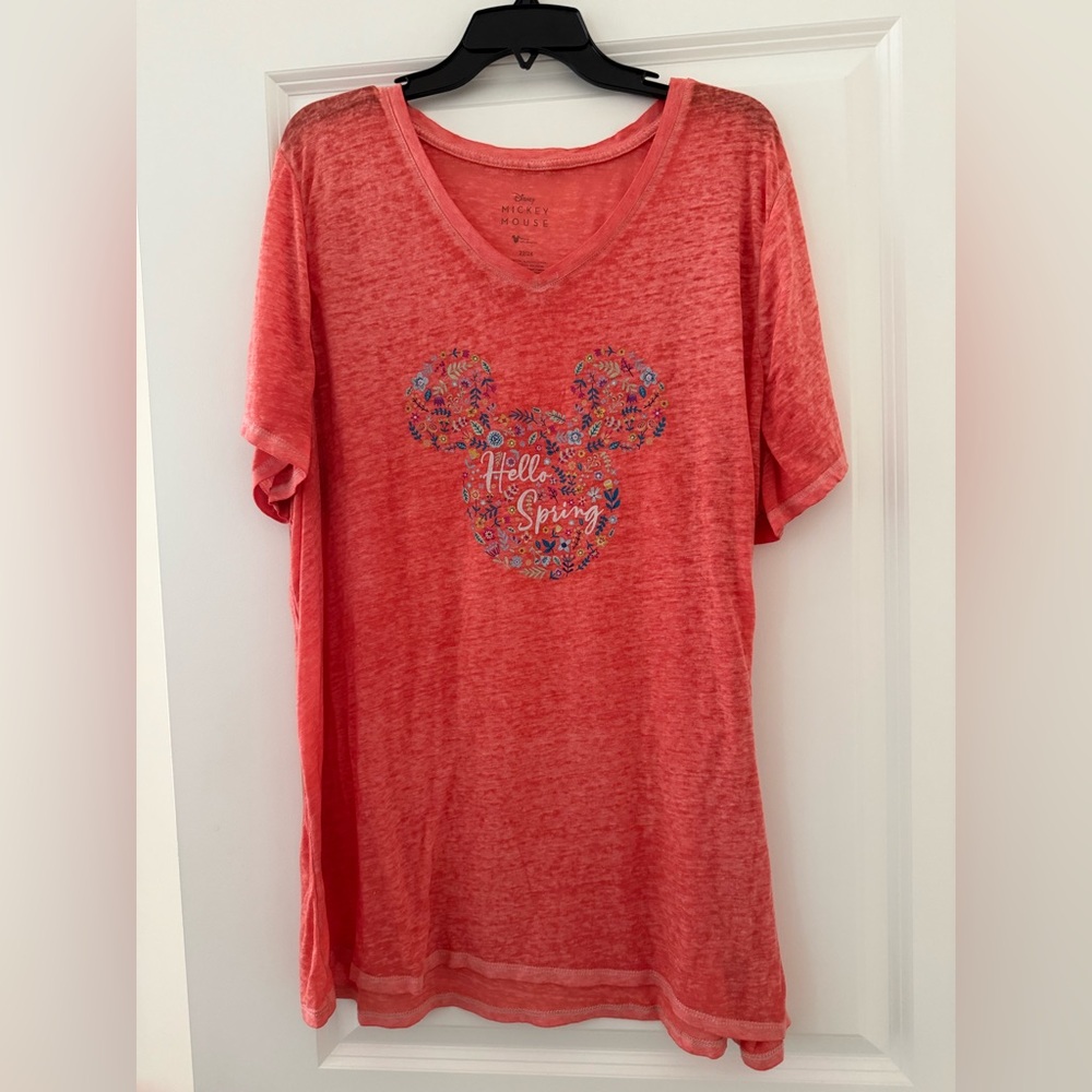 Orange floral “Hello Spring” Disney Tee GUC